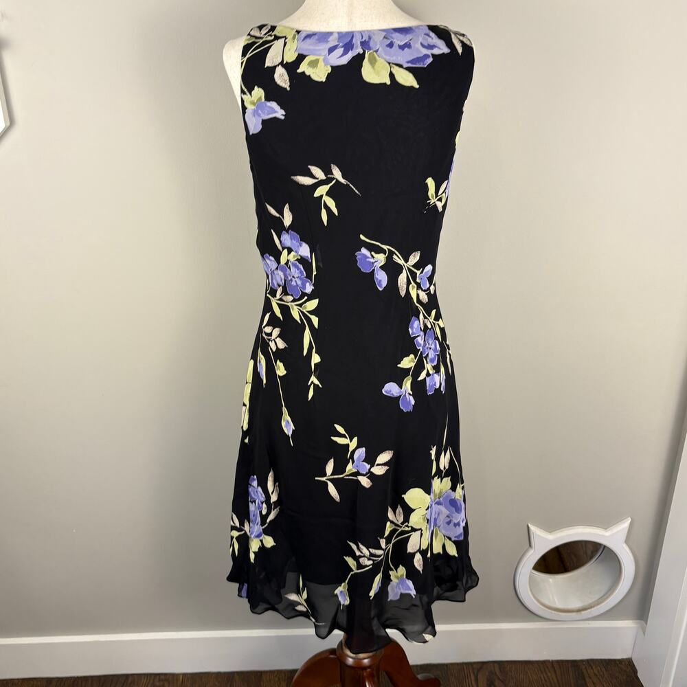 Y2K Jones Wear Dress Black Floral Coquette Whimsigoth Vintage 90s Women's 6 - Picture 5 of 7